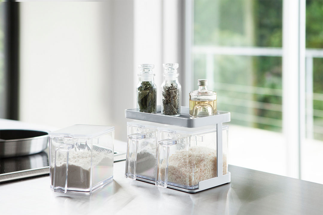 調味料ストッカー&ラック タワー 2個セット ホワイト