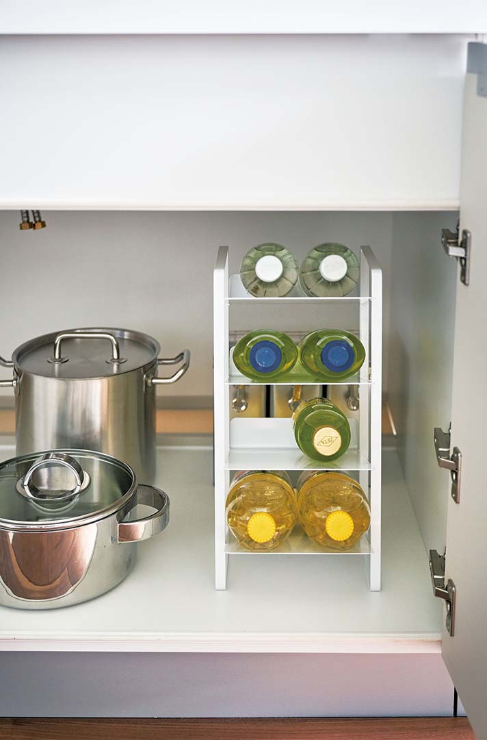 シンク下ボトルストッカー 4段 タワー ホワイト