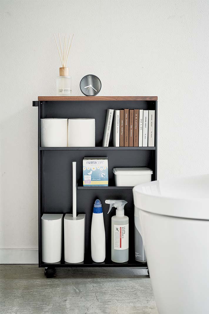 ハンドル付きスリムトイレラック タワー ホワイト