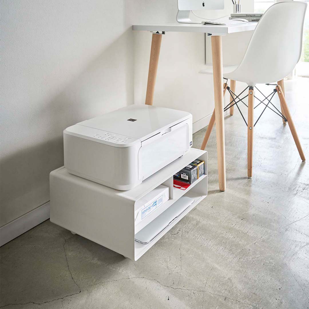 ツーウェイプリンター収納ラック タワー ホワイト