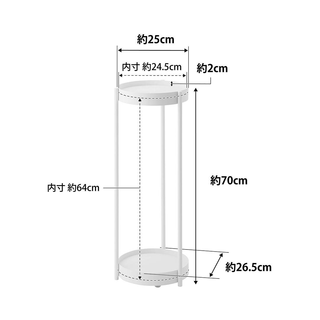 キャスター付きプランタースタンド タワー 2段 ブラック