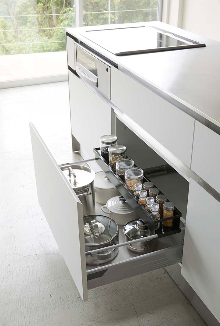 シンク下 伸縮キッチンラック タワー スリム ホワイト