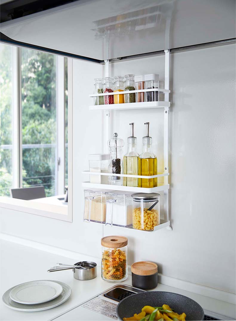 レンジフード調味料ラック タワー 3段 ホワイト