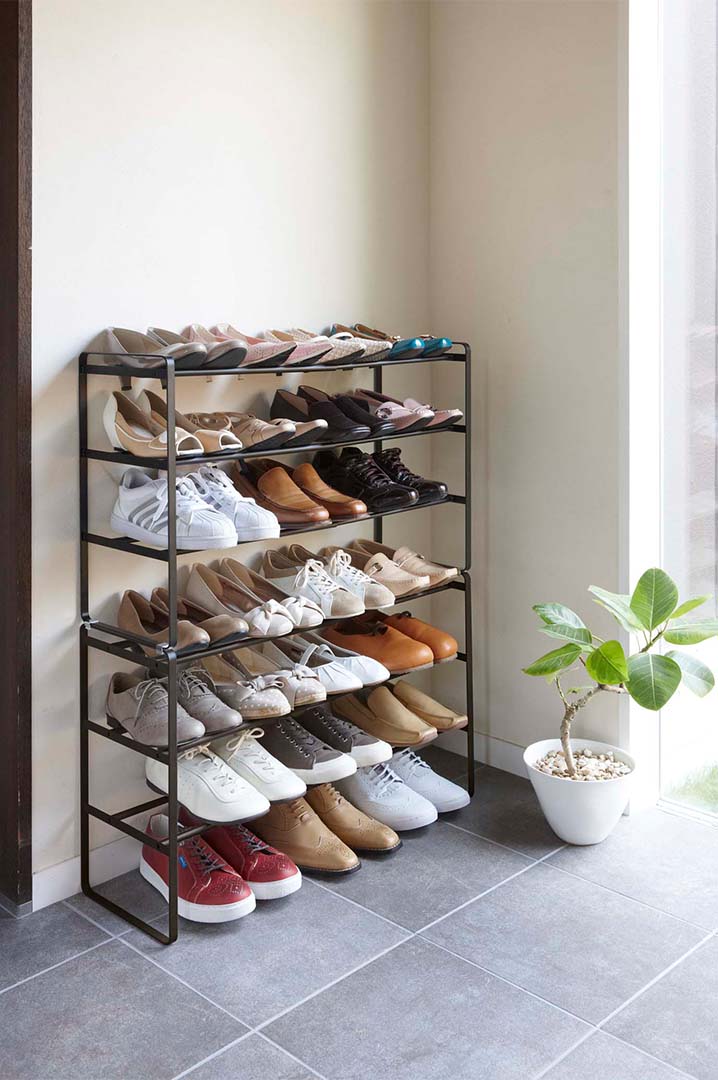 伸縮シューズラック フレーム3段 ホワイト