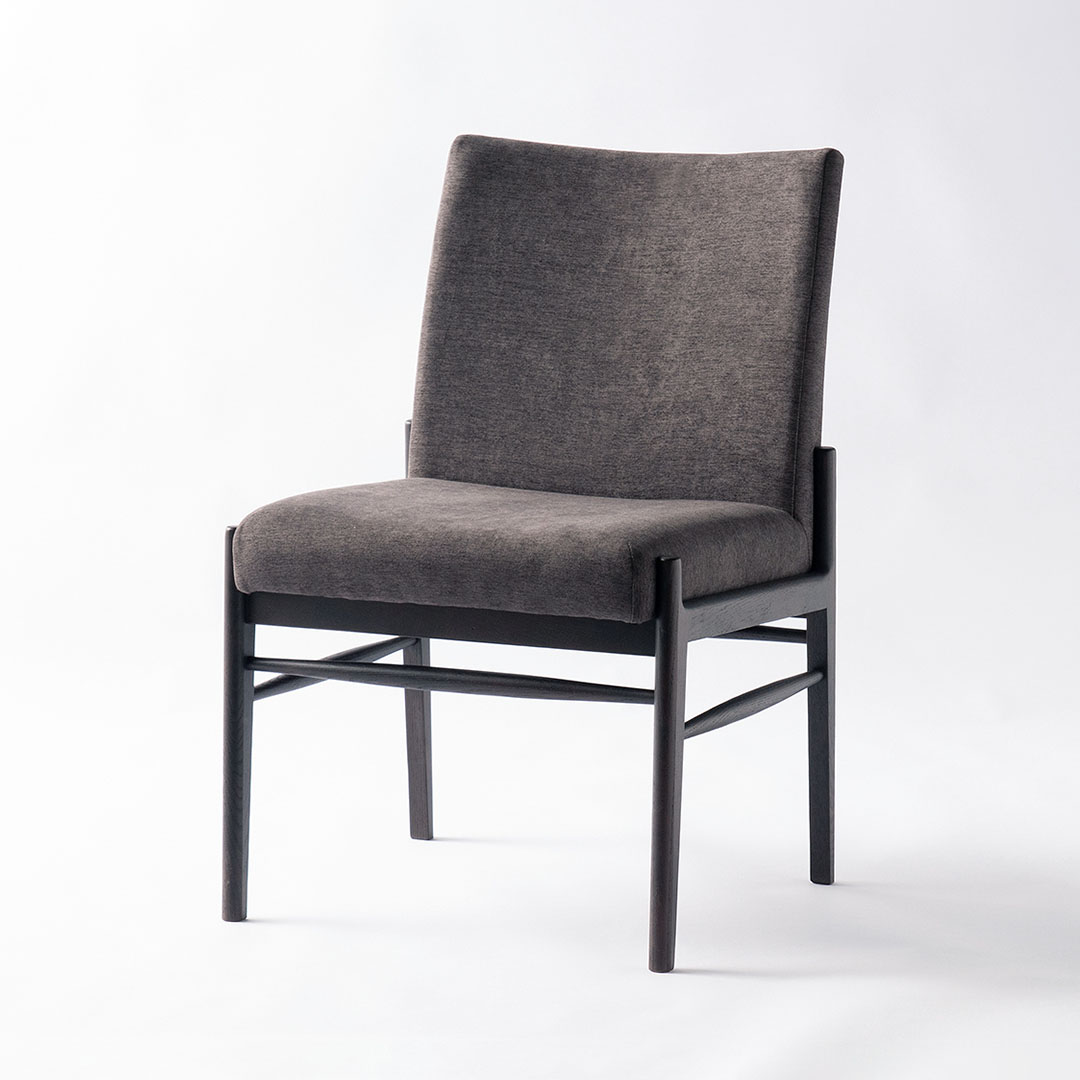 ダイニングチェア（脚カラー：ブラック） グレイ