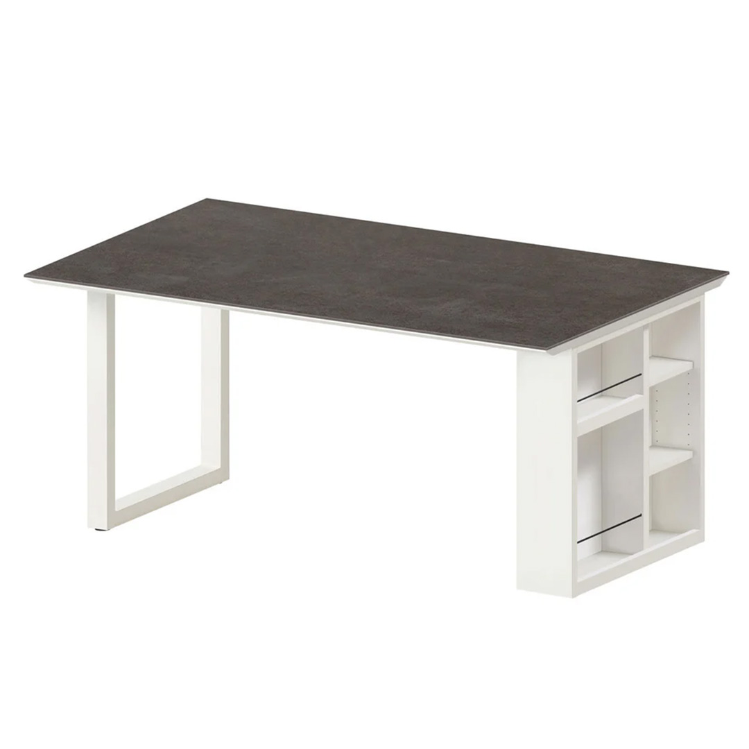 レグル ダイニングテーブル エンドボックスホワイト(W135) Rアイアングレイ