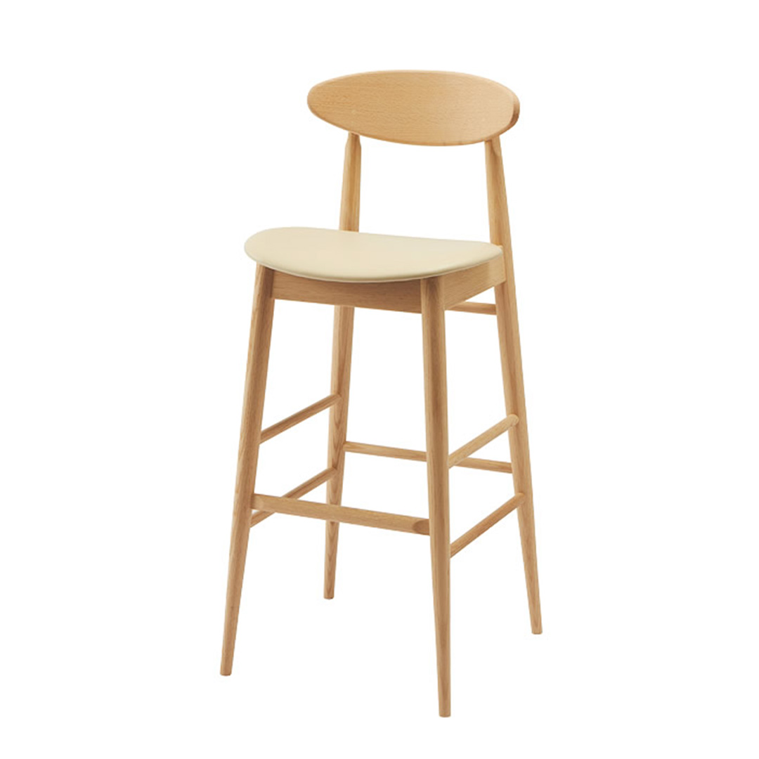 カウンターチェア（脚カラー：オークNP） レザーW054 ホワイト