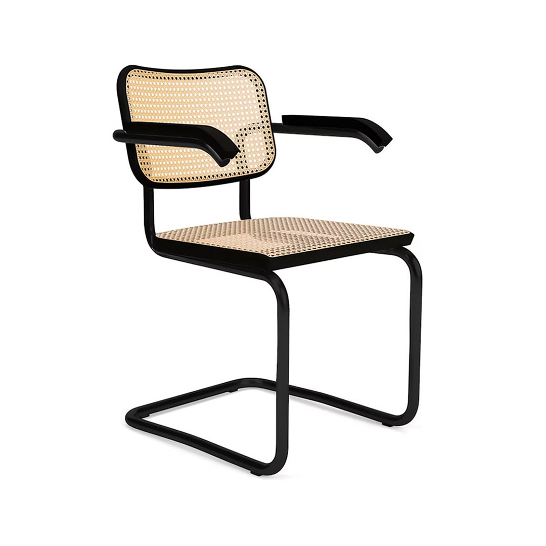 CESCA CHAIR MATTE FRAME アームチェア(脚カラー:オニキス・ウルトラマット) ブラックビーチ(籐張:機械編み)