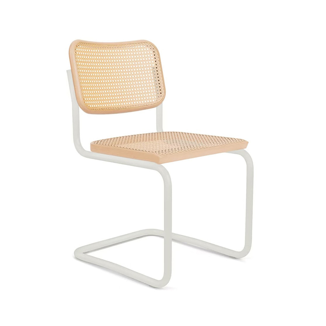 CESCA CHAIR MATTE FRAME アームレスチェア(脚カラー:ホワイト・ウルトラマット) ライトビーチ(籐張:機械編み)