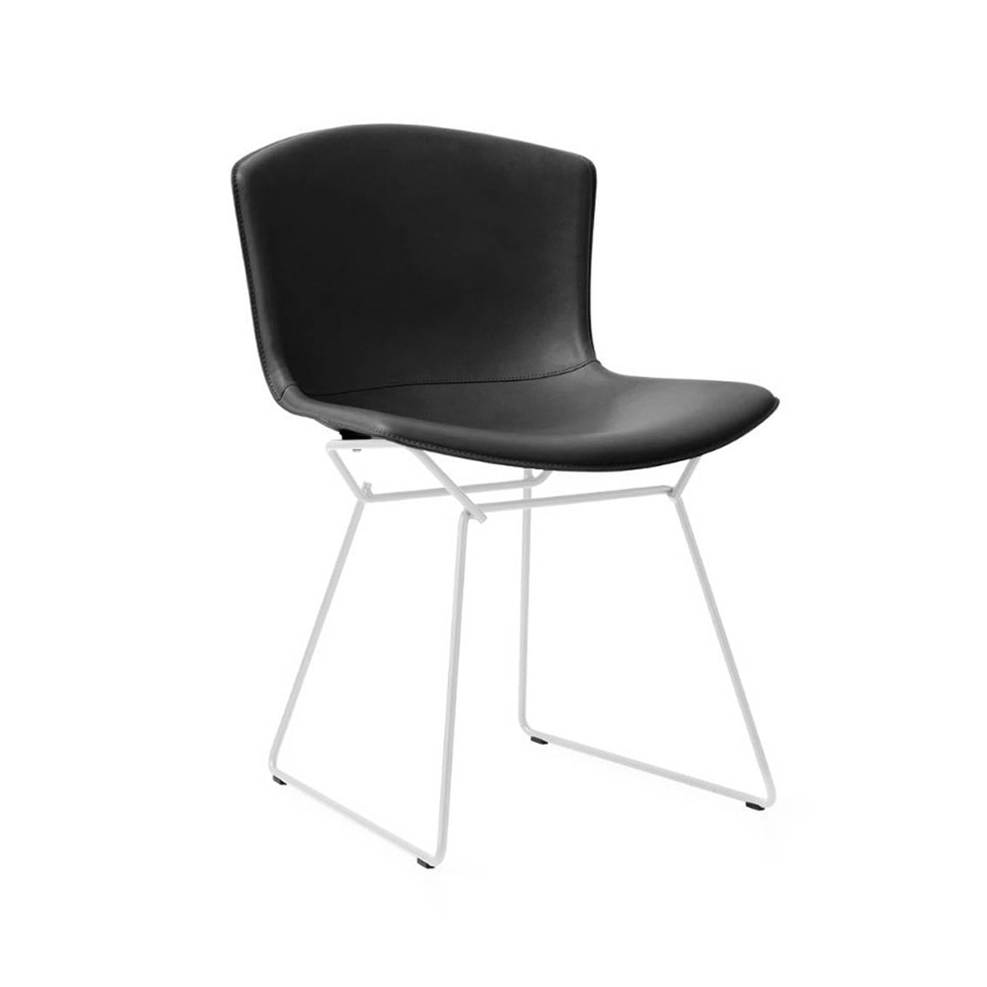 SIDE CHAIR カウハイドシート(脚カラー:ホワイト) ブラック