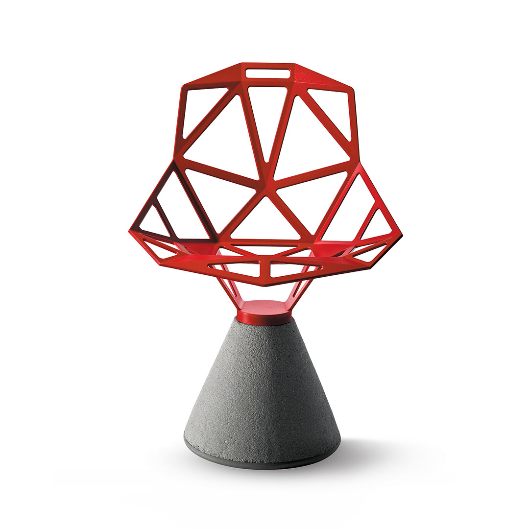 Chair_One Concrete 固定式（脚カラー：ナチュラル） レッド