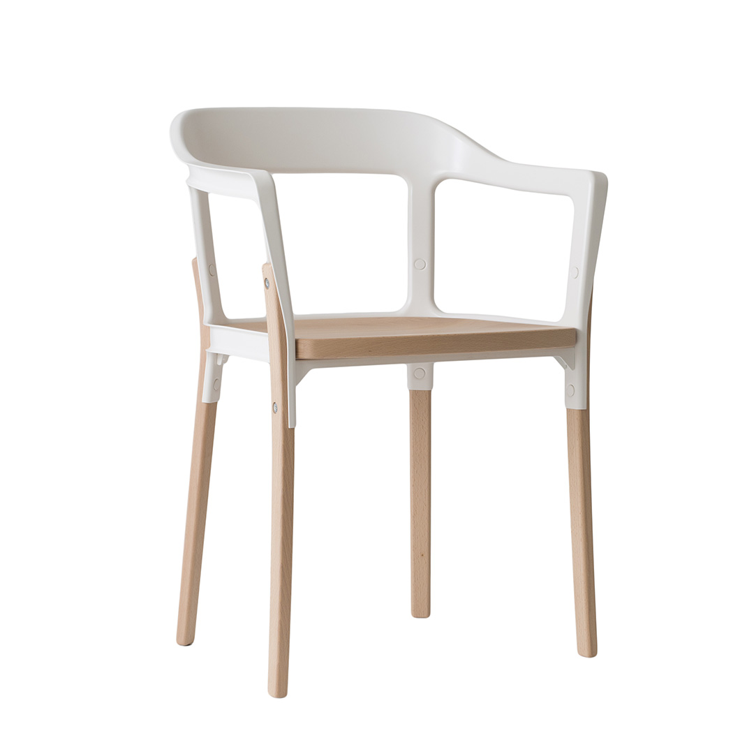 Steelwood chair (脚カラー：ナチュラルビーチ) ナチュラル・ホワイト