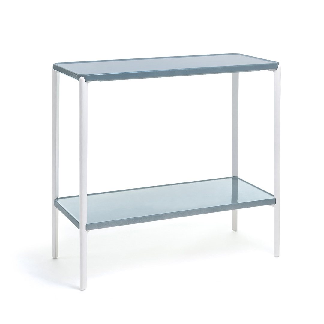 Tambour Concrete 長方形2段（脚カラー：ホワイト） ライトブルー