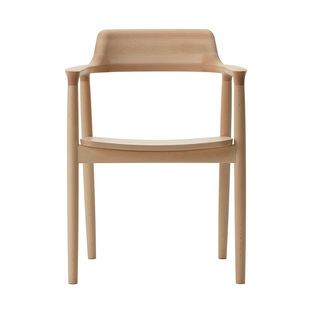 HIROSHIMAアームチェア ビーチ(板座) NL-0ナチュラルホワイト