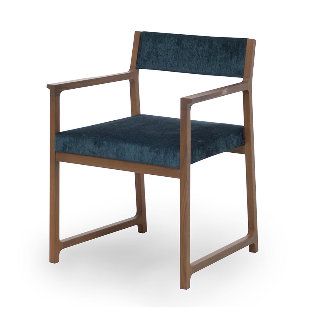 RIN 023 アーム背張チェア(脚カラー:ウォールナット) RANK4 MIRAGE(スプルース)