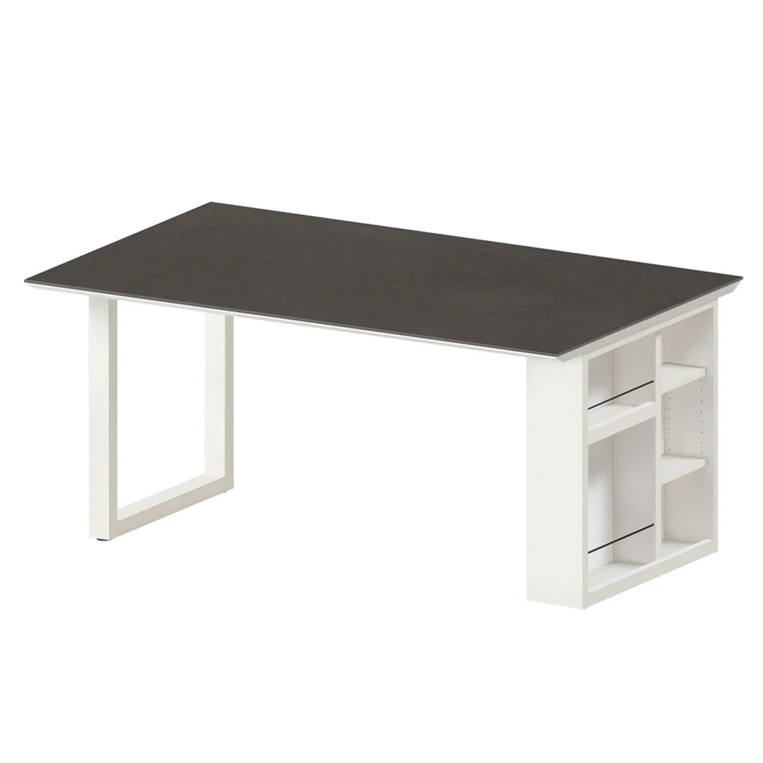 レグル ダイニングテーブル エンドボックスホワイト(W135) Eバサルトブラック
