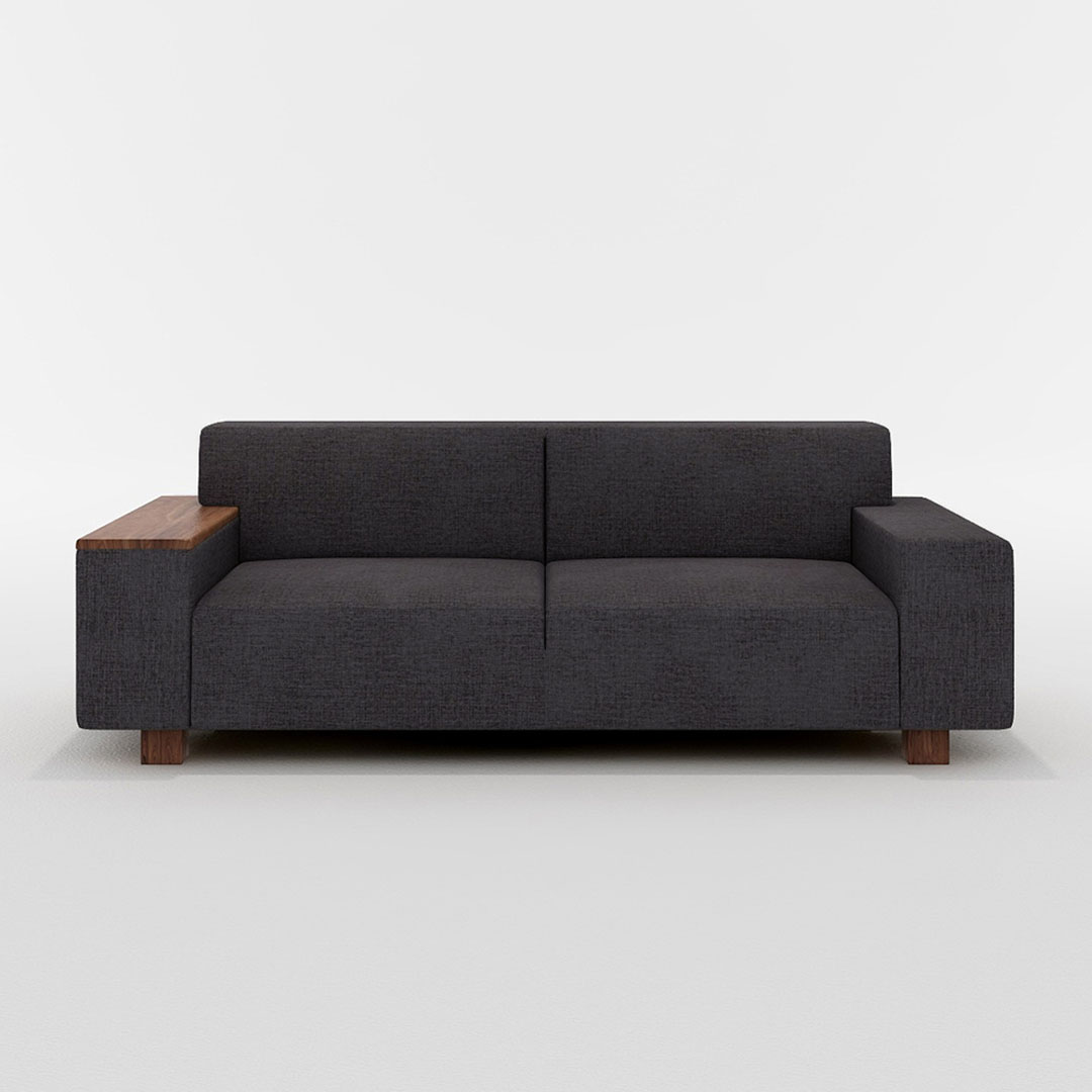 BRICK 2.5人掛け 右木肘付(脚カラー:ウォールナット) GROUP4-HUチャコールグレー