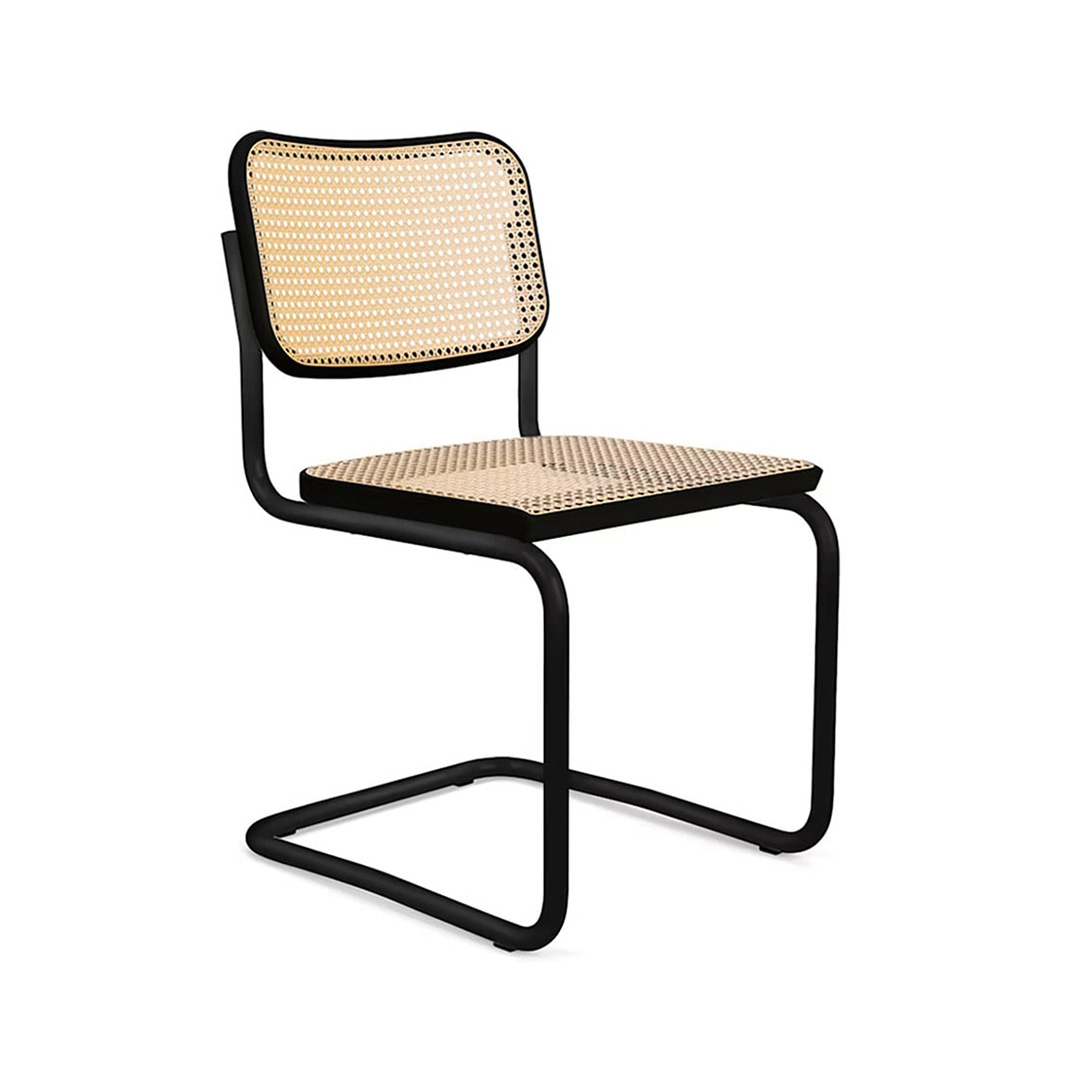 CESCA CHAIR MATTE FRAME アームレスチェア（脚カラー：オニキス・ウルトラマット） ブラックビーチ(籐張：機械編み)