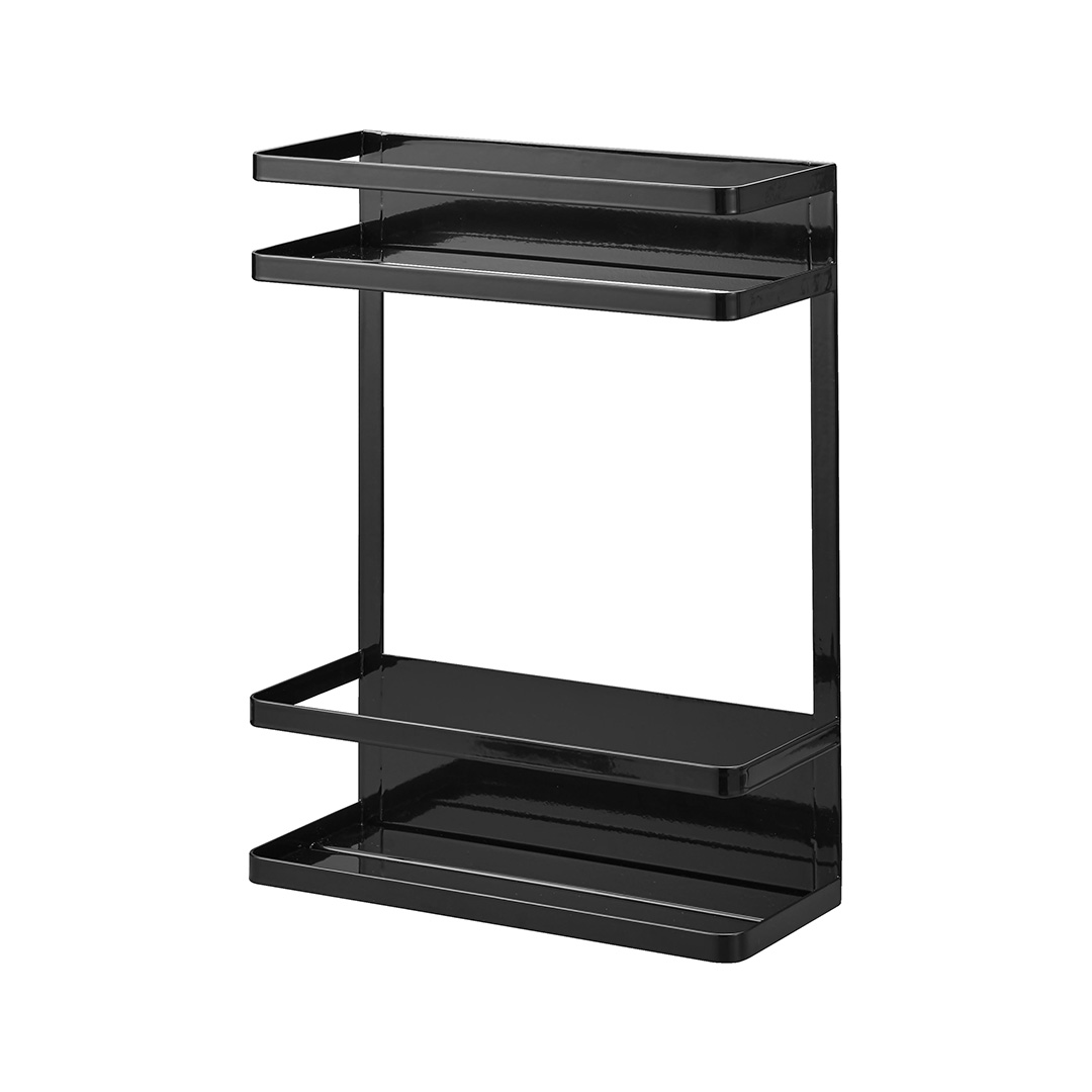 洗濯機横マグネット収納ラック タワー 2段 ブラック