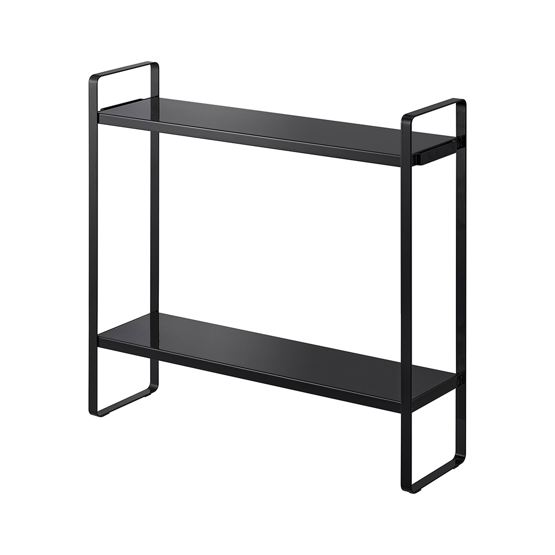 下が拭けるコンロ横ラック タワー 2段 ブラック