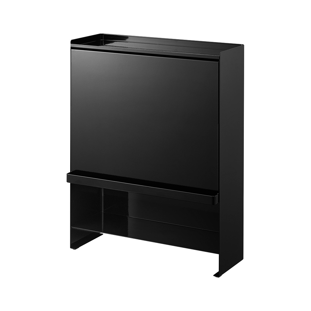 前が開く 隠せる調味料ラック タワー ブラック