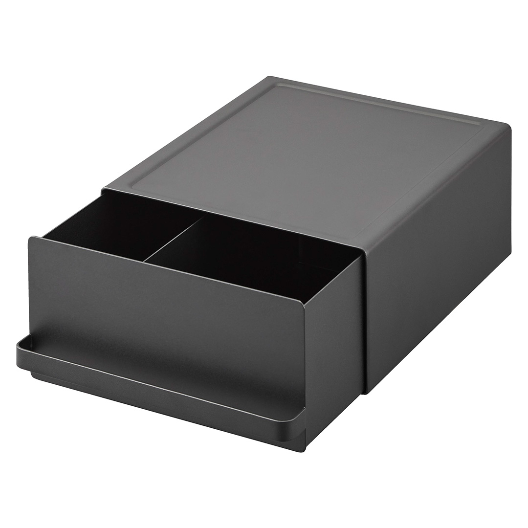 引き出し付きキッチン家電下ラック タワー ブラック