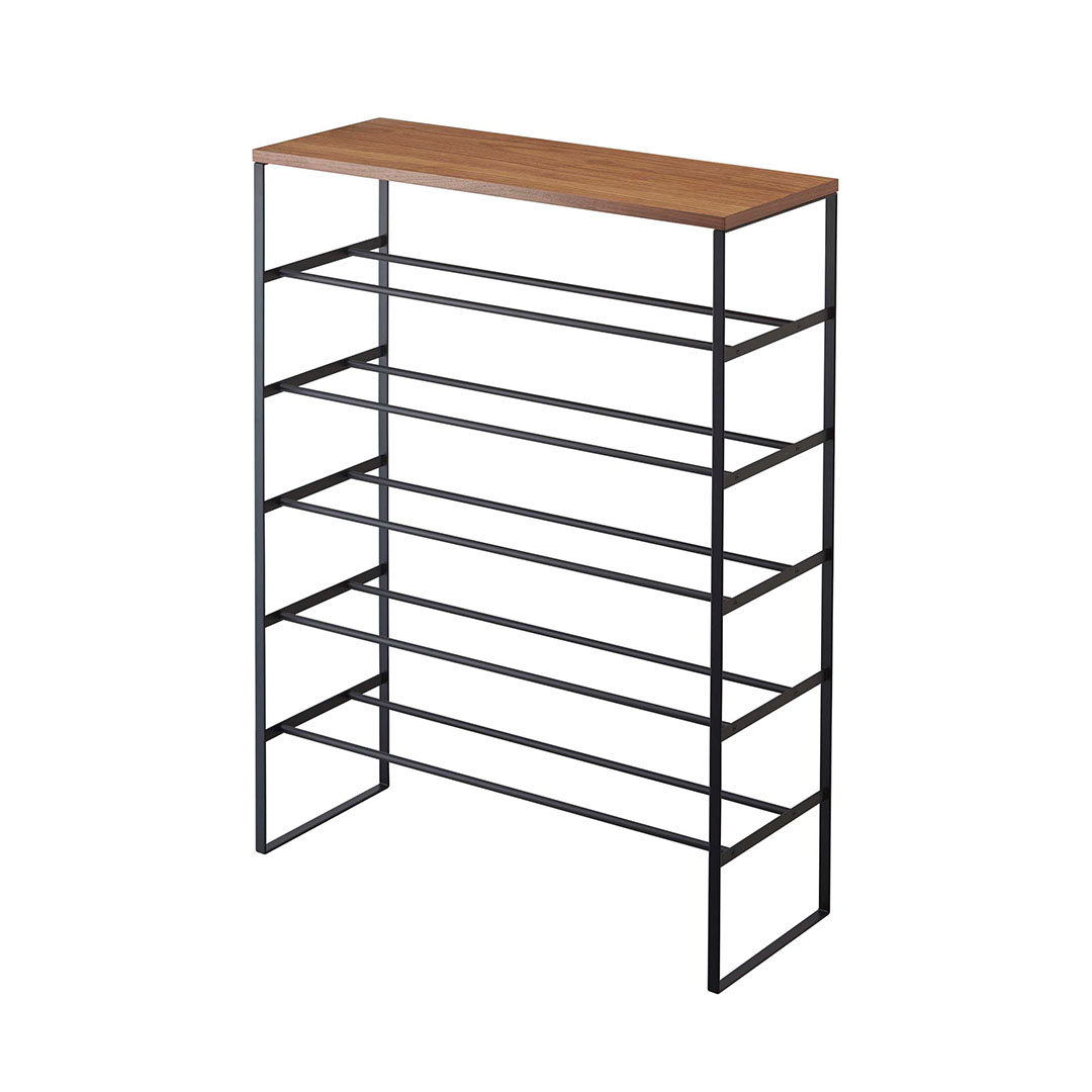 天板付きシューズラック タワー 6段 ブラック