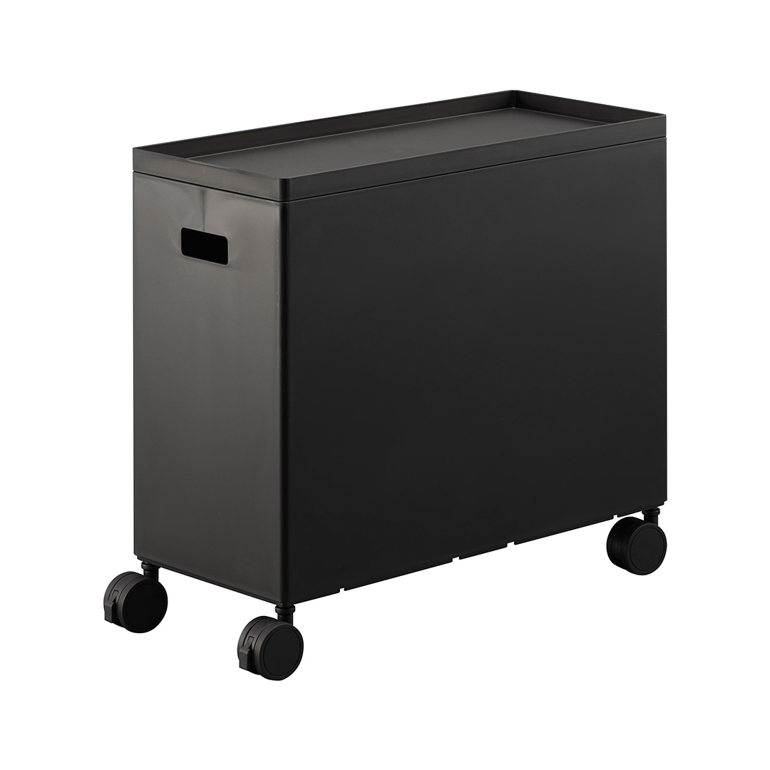 蓋付き収納ボックスワゴン タワー L ブラック