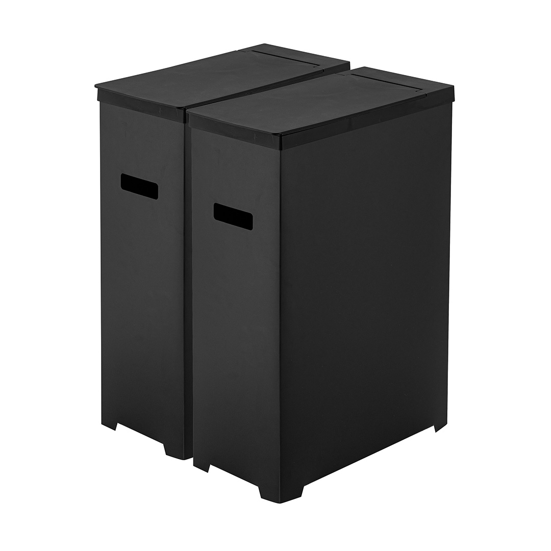 スリム蓋付きゴミ箱 タワー 2個組 ブラック