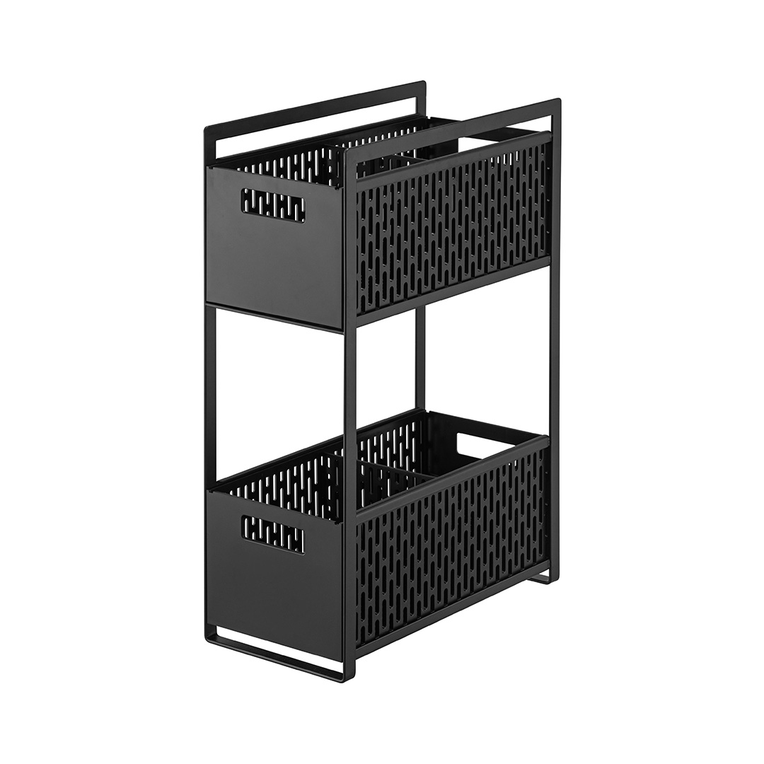 シンク下収納バスケット タワー 2段 ブラック