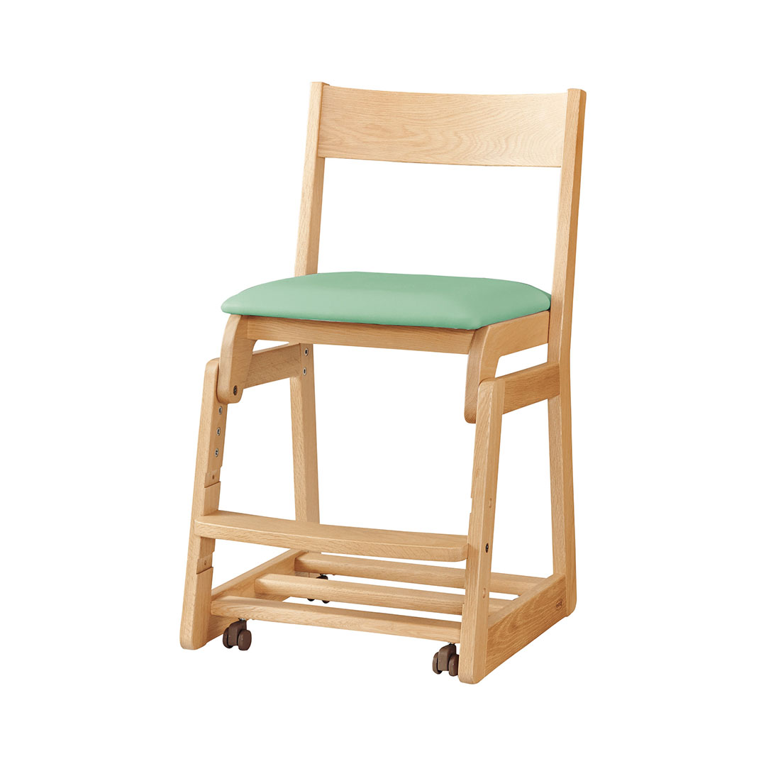 DSC-5304デスクチェア（脚カラー：ナチュラルオーク） グリーン