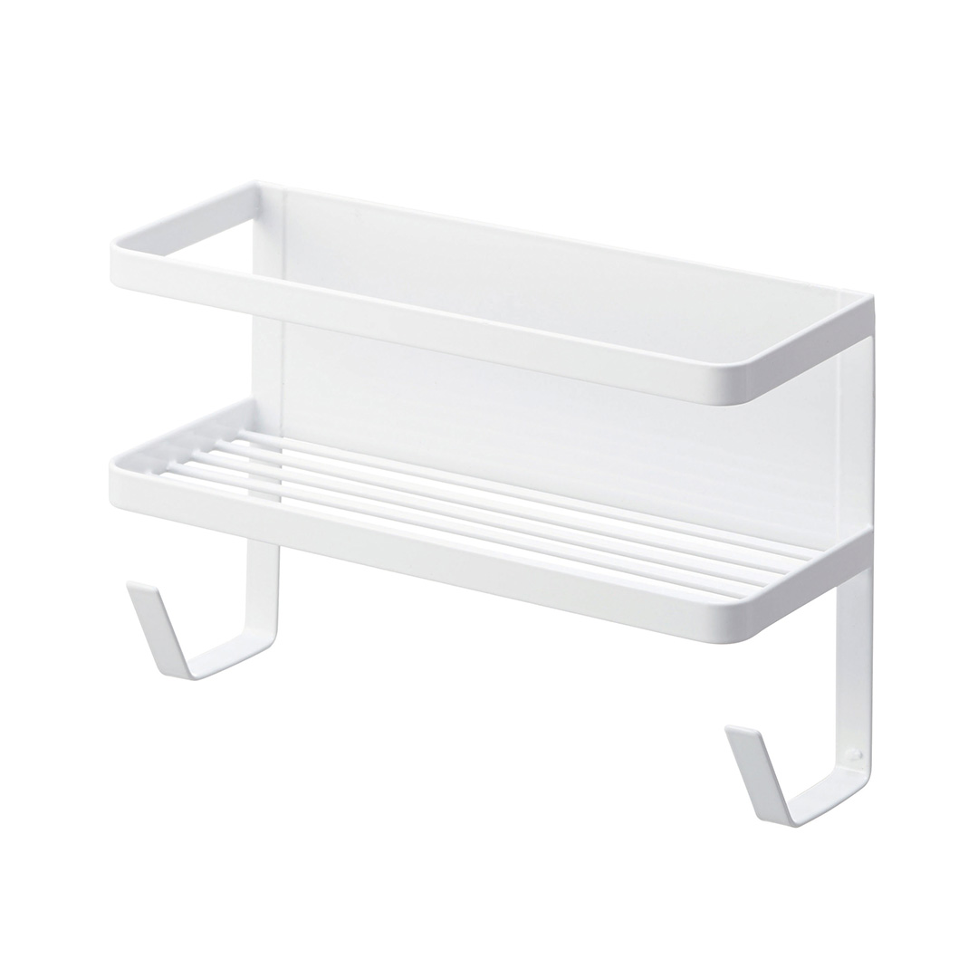 ホースホルダー付き洗濯機横マグネットラック タワー