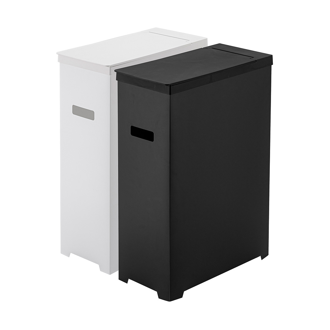 スリム蓋付きゴミ箱 タワー 2個組（WH&BK）